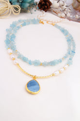 Collana Acquamarina E Perle